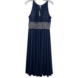R&M Richards Womens Dress Blue Sparkly-Embellished Sleeveless Prom Party Size 10